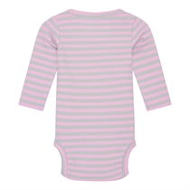 BIRKHOLM Stribet Rib Body Meleret Grå & Baby Lyserød